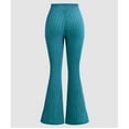 thumbnail image 4 of ZACPNCV Girls Knit Flare Pants Solid Stretchy High Elastic Waist Bell Bottoms Pants Teen Girls Summer Workout Casual Trousers Blue 11-12 Years, 4 of 5