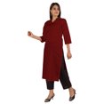 thumbnail image 2 of Moomaya Solid Pintuck Blouses For Women Indian Ethnic Kurti Casual Cotton Kurta, 2 of 6