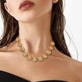 thumbnail image 4 of GHSDFBB Collier en Acier Inoxydable Perlé Or 14k Brillant Chaîne de Perles Graduée Mode Collier Ras du Cou Cadeau pour Femmes Filles, Acier Inoxydable, Sans Pierre Précieuse, 4 of 7