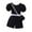Black1930, variant on MEZZALL New Girls Casual 2PCS Outfits Sets Ribbed Cross Back Romper With Buble Sleeves & Bag Leisure Toddler Baby Wear 3-4Y