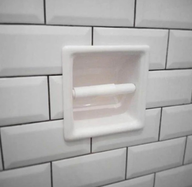 SereneDrains Recessed Ceramic Toilet Paper Holder Wall Mount Niche Bathroom Tissue Roll