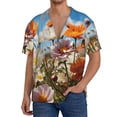 thumbnail image 1 of Balery Vibrant Field Of Blossoms Camisa Casual de Manga Corta con Botones para Hombre, Texturizada, Estilo Cubano, para Playa, Verano-Medium, 1 of 5