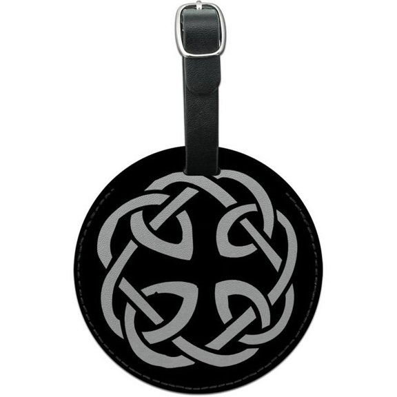 Celtic Knot Round Leather Luggage ID Tag Suitcase Carry-On