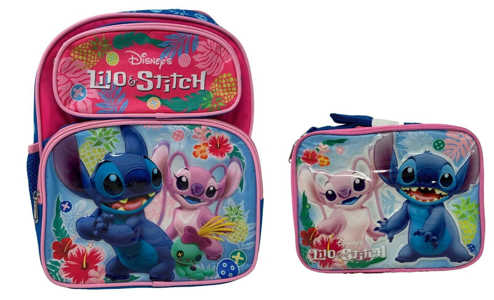 Licensed New Disney Lilo and Stitch 12" Small School Backpack Plus Lunch Bag Set 