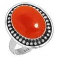 thumbnail image 1 of 925 Sterling Silver Ring For Women - Teens Orange Natural Carnelian Gemstone Silver Ring August Birthstone Boho Silver Ring Size 7.5 Mothers' Day Gift For Mother 925 Silver Gemstone Jewelry, 1 of 6