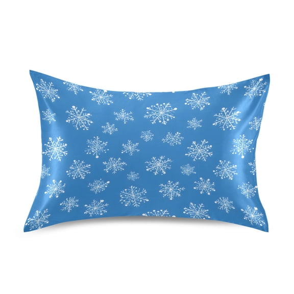 Snowflake Pattern Standard Size Satin Pillowcase 20''x26'' Double-Sided Print Soft Wrinkle Resistant