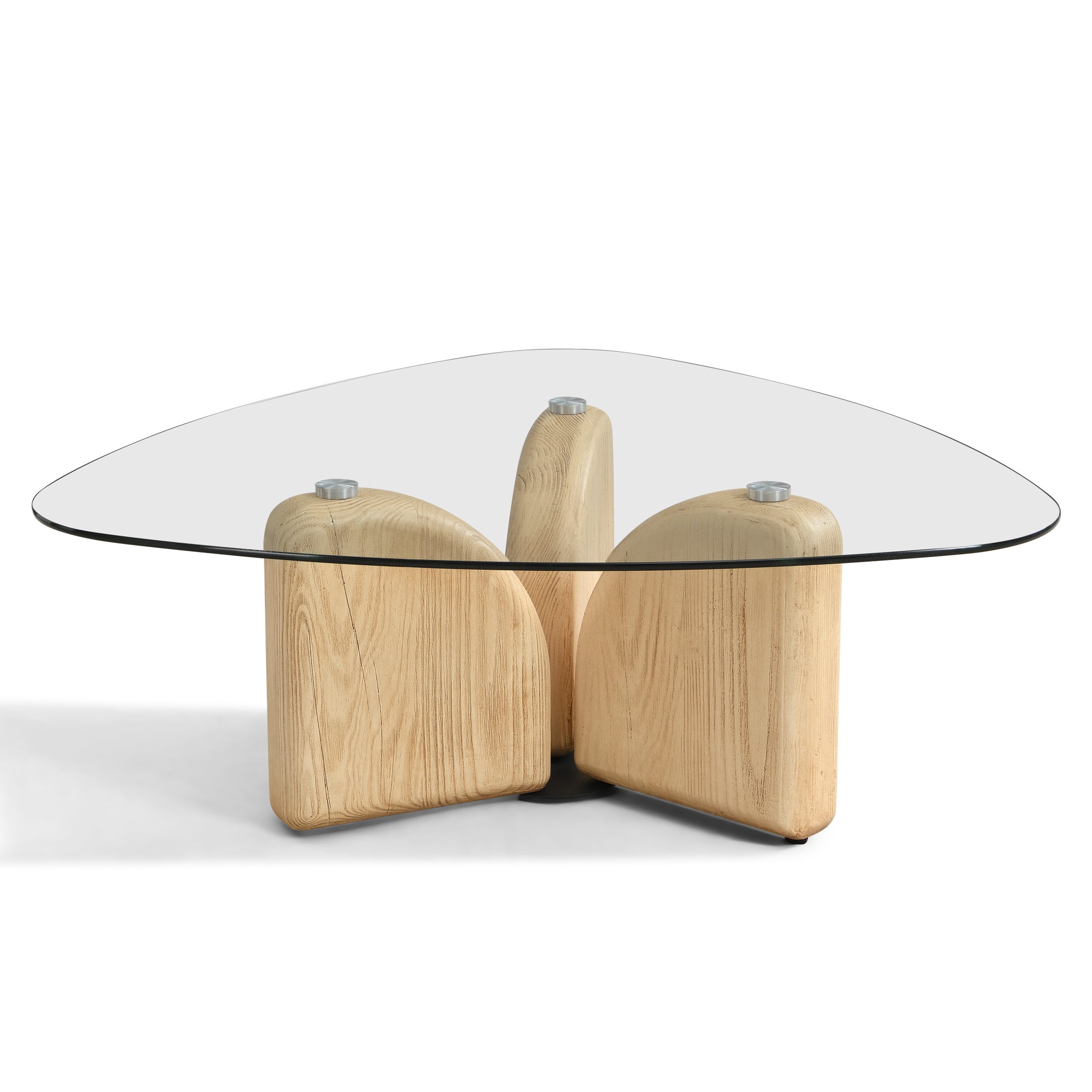 Christopher Knight Home 36" Modern Triangle Glass Top Coffee Table with MGO Base, Natural