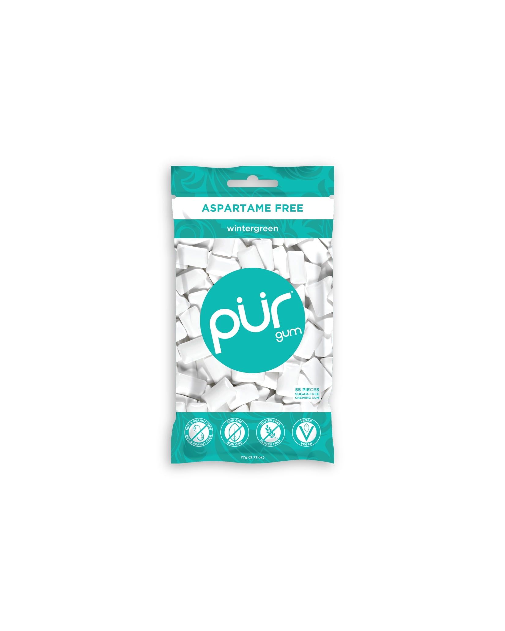 PUR Gum Sugar Free Chewing Gum with Xylitol - Natural Wintergreen Flavor - 55 Pieces (Pack of 1)