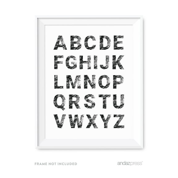 Full Alphabet Monogram Wall Art Letters, Black and White Tree Branches