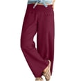 thumbnail image 1 of Women Wide Leg Pants Elastic Waisted Casual Linen Pants with Pockets Loose, 1 of 7