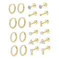thumbnail image 4 of Juegos de aretes,Conjuntos de aretes para mujeres con múltiples perforaciones para niñas,Pendientes de aro con forma de botón,aretes con parte trasera plana,Pendientes apilados de acero Oro, 4 of 8
