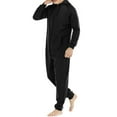 thumbnail image 4 of xiaxaixu Men's Hooded Jumpsuits Tracksuit Solid Color Drawstring Sweatshirts Rompers Full Zip Hoodies Overalls with Pockets, 4 of 9