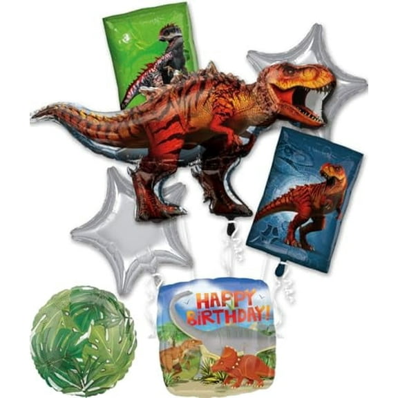Jurassic Dinosaur World Happy Birthday Party Supplies Foil Balloon Bouquet Decorations