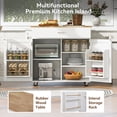 thumbnail image 5 of Harper & Bright Designs Rolling Kitchen Island with Storage, Kitchen Island on Wheels with Adjustable Shelf Tower Rack, Kitchen Cart with Wood Top and Internal Storage Rack, White, 5 of 20