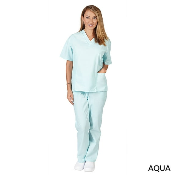 Natural Uniforms Unisex Solid V-Neck Medical Scrub Set, Style 101