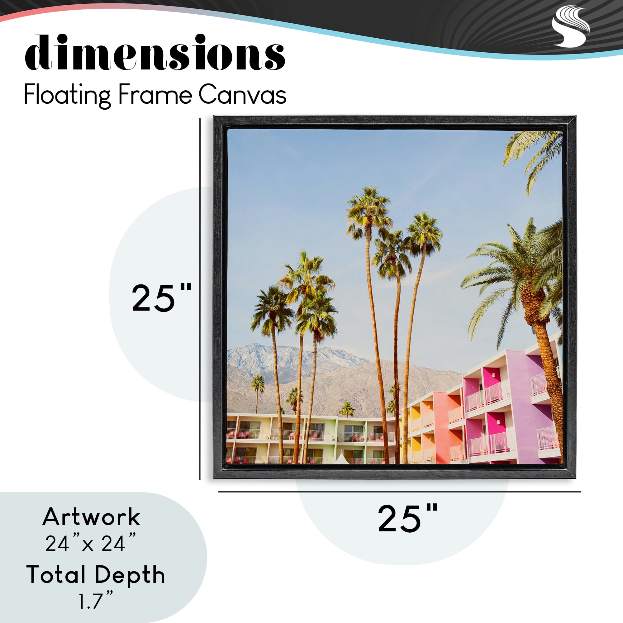 Looming Palms over Resort Black Framed Floater Canvas Wall Art, design by LISH Creative