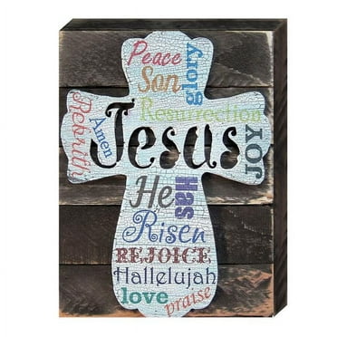 Designocracy 98715-12 Easter Cross Art on Board Wall Decor