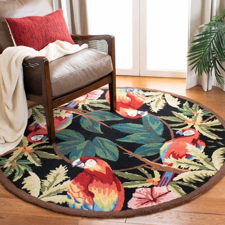Safavieh Chelsea Dewayne Bordered Wool Area Rug Black 8 x 8 Round