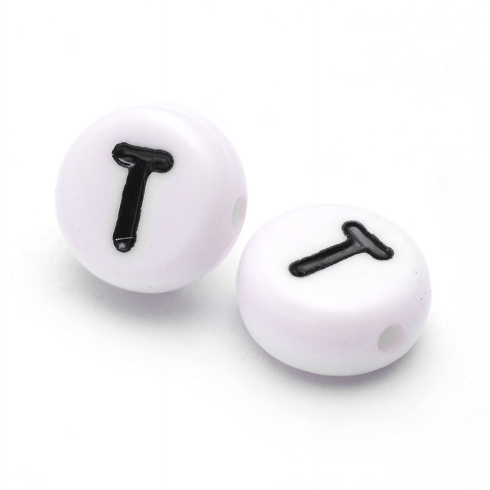 500 g Acrylic Beads with Horizontal Hole Letter Flat Round Letter.T 7x4mm Hole: 1mm 3500pcs/500g