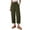 Army Green, variant on Zulora Women's Summer Solid Color Linen Elastic High Waist Pants Casual Straight Leg Capri Trousers with Side Button Waist for Beach Holiday Daily Wear