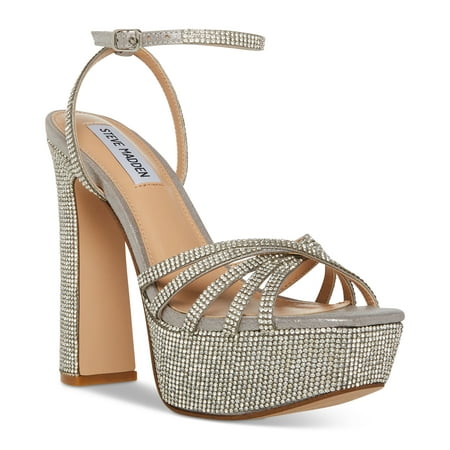 Steve Madden Womens Mips Rhinestone Strapp Crystal Rhinestone 8.5M