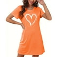 thumbnail image 5 of VgaVtl Sleep Shirts for Women Plus Short Sleeve Orange Night Shirts for Women Sleepwear Funny Heart Print Casual Nightgowns, 5 of 5