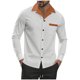 thumbnail image 2 of pstuiky camisas de manga larga para hombre, Camisa tipo cárdigan de manga larga con solapa y botones en bloques de color para hombre Tops casuales para hombres xl, 2 of 8