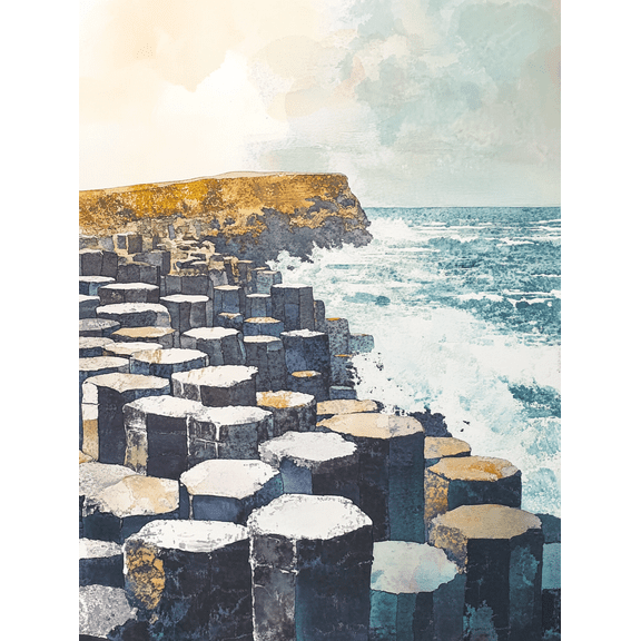 Giant's Causeway Coastal Wall Canvas Print/Painting, Suitable for Living Room, Bedroom, Office, Hotel Lobby, and Gallery Wall Decor.