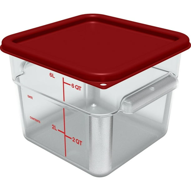 Squares Polycarbonate Food Storage Container, 6 qt, 8.75 x 8.75 x 7.31, Clear, Plastic Squares Polycarbonate Food Storage Container, 6 qt, 8.75 x 8.75 x 7.31, Clear, Plastic
