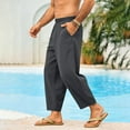 thumbnail image 4 of Xuniizn Linen Pants Men Casual Elastic Waist Beach Holiday Pants with Pockets Plus Size Loose Breathable Cotton Boho Jogger Pants, M-3XL, 4 of 8