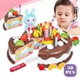 thumbnail image 5 of 38 PCS Birthday Cake Toy Set with Exquisite Gift Box, DIY Cutting Fake Birthday Cake with Candles & Fruit Decoration, Pretend Play Birthday Party Cake for Kids Boys Girls Birthday Gift,Coffee, 5 of 6