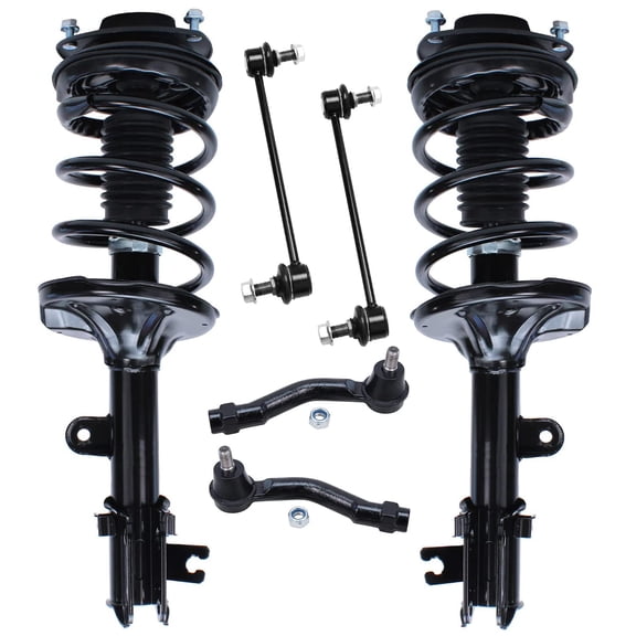 Detroit Axle - Front Struts Kit for 2005-2009 Hyundai Tucson 2005-2010 Kia Sportage 2 Ready Suspension Struts w/Coil Spring 2 Outer Tie Rod Ends 2 Sway Bar Links 2006 2007 2008 Replacement