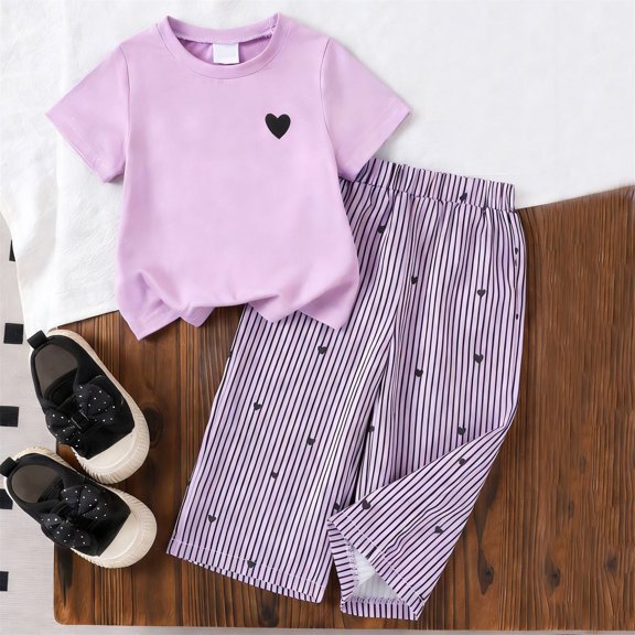 SONGGE Girls Two Piece Outfit Sets Long Sleeve T Shirt And Pants Comfy Casual Playwear Toddler Kid Cartoon Breathable Clothing Sets