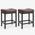 thumbnail image 5 of edx Bar Stools Set of 2, Modern Counter Height, 24 Inch Kitchen Barstools with Metal Base, PU Leather Saddle Seats for Kitchen Island, Brown, 5 of 8
