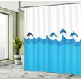 thumbnail image 5 of Ambesonne Blue Shower Curtain, Dolphins on Waves Ocean, 69"Wx84"L, Blue Turquoise, 5 of 5
