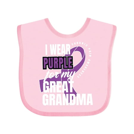 

Inktastic Chronic Pain I Wear Purple For My Great Grandma Gift Baby Boy or Baby Girl Bib
