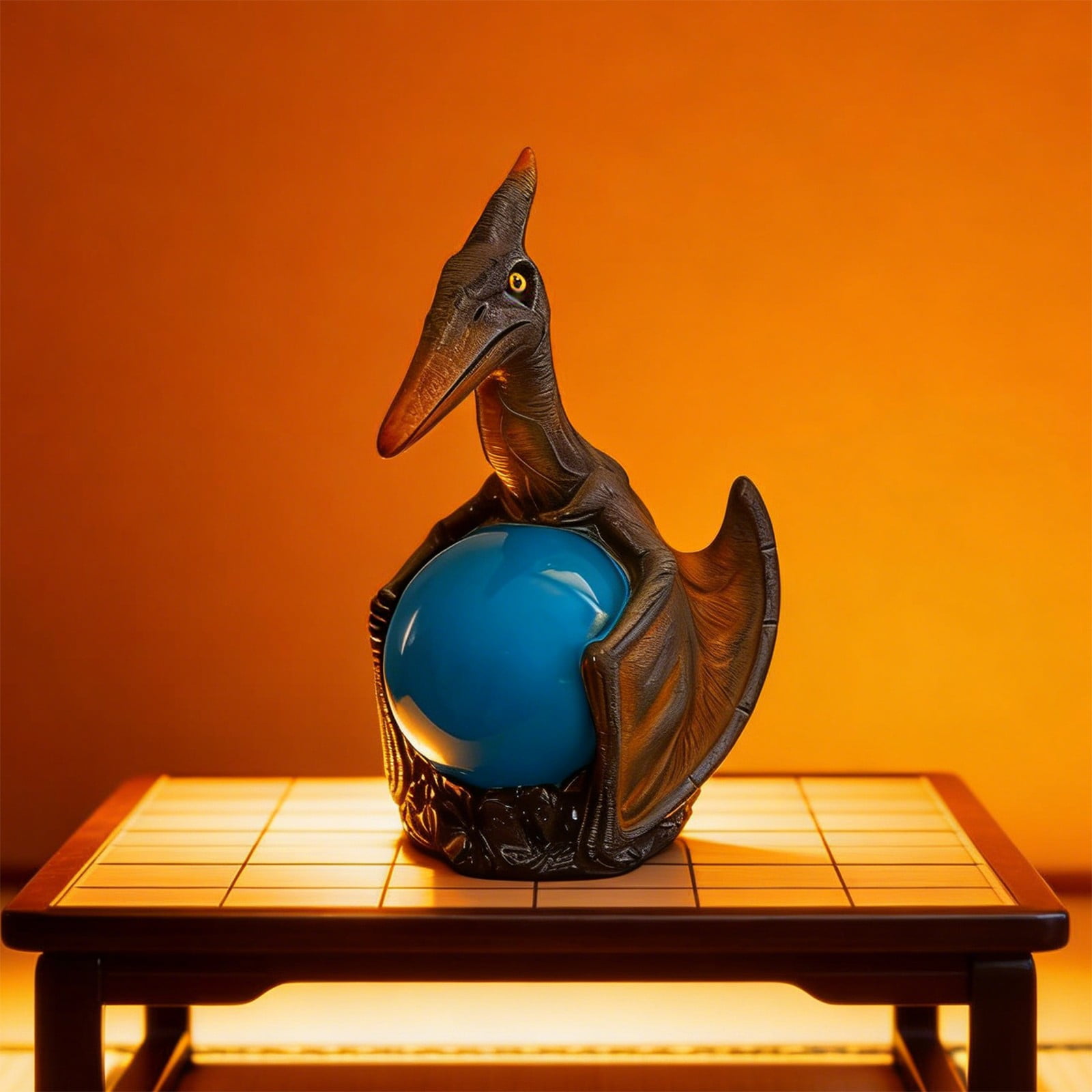 Pterodactyl Dinosaur Night Light, Resin Sculpture Lamp with Glowing Orb, Kids Bedroom Decor & Nightstand Lamp for Boys & Girls