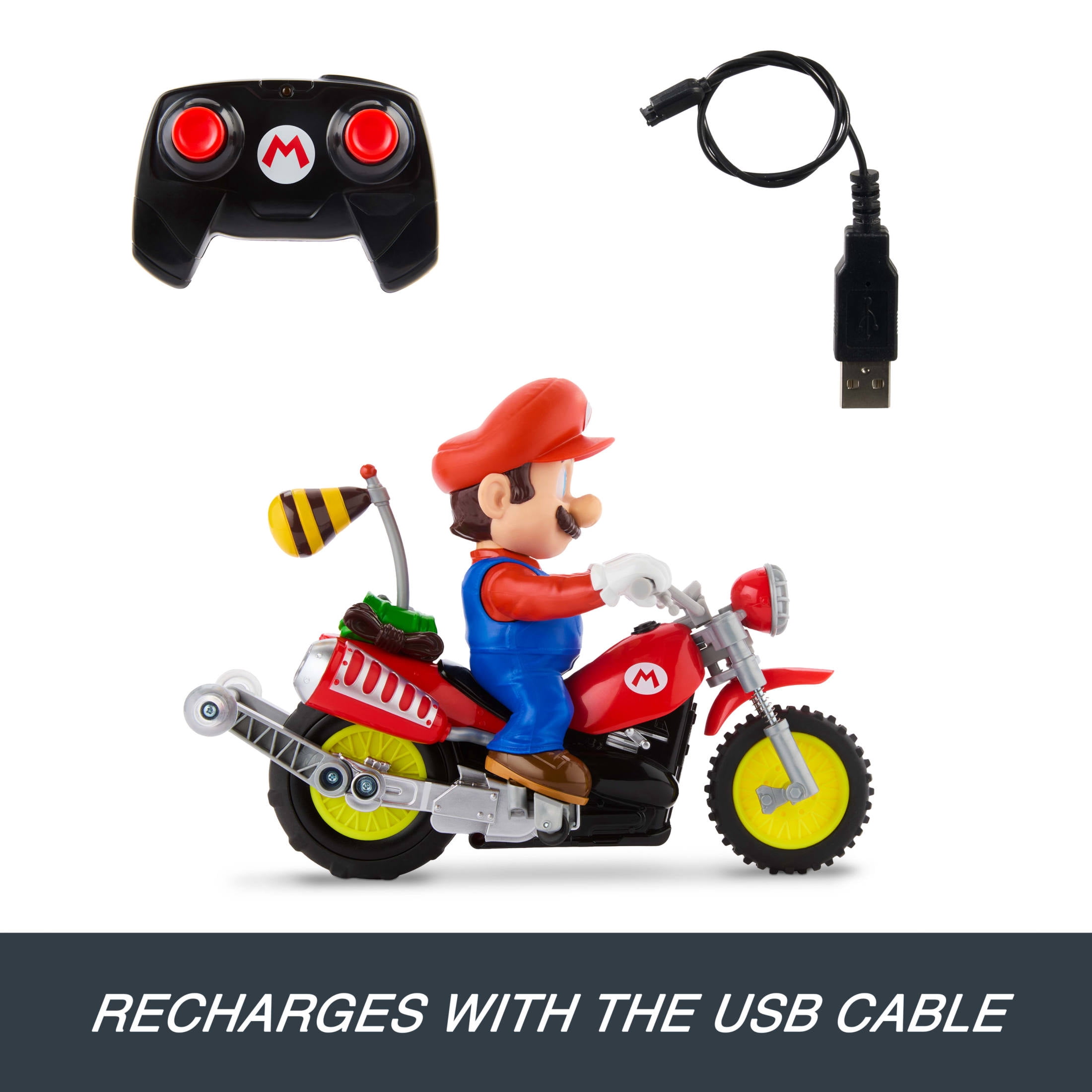 Hot Wheels Mario Wheelie Motocross RC, Remote-Controlled Battery-Powered Vehicle
