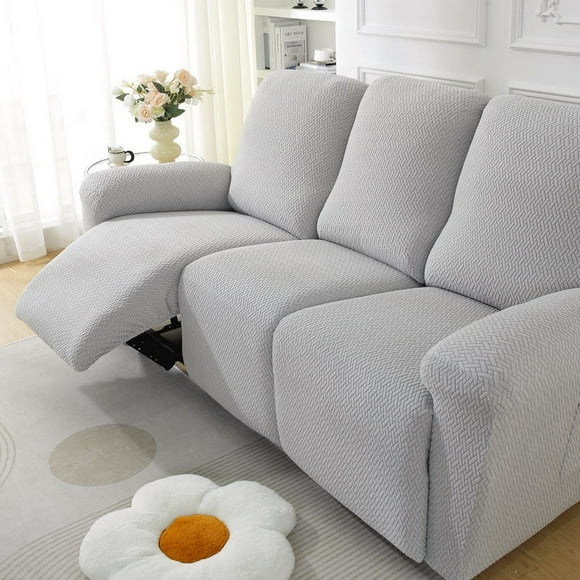 Xiao Hua Conjunto de sofá universal con todo incluido, conjunto de sofá elástico gris claro, conjunto de sillones jacquard, conjunto de protección para sofá de sala de estar de 3 plazas