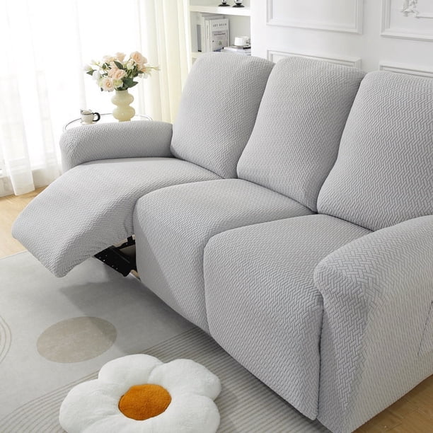 Xiao Hua Conjunto de sofá universal con todo incluido, conjunto de sofá elástico gris claro, conjunto de sillones jacquard, conjunto de protección para sofá de sala de estar de 3 plazas