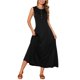 thumbnail image 1 of INSPIRE CHIC Vestidos sin mangas para mujer, con botones, corte acampanado, estilo casual, largos, para el verano, color negro, 1 of 6