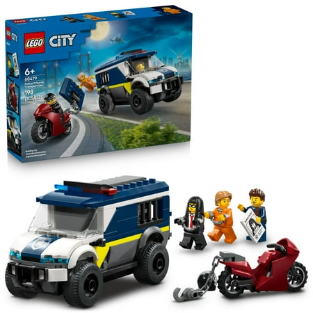 LEGO City Police Prisoner Transport Van Building Toy for Boys & Girls - Pretend Play Toys for Kids Ages 6+ - W/Police Officer & 2 Crook Minifigures - Gift Idea for Birthdays - 60479