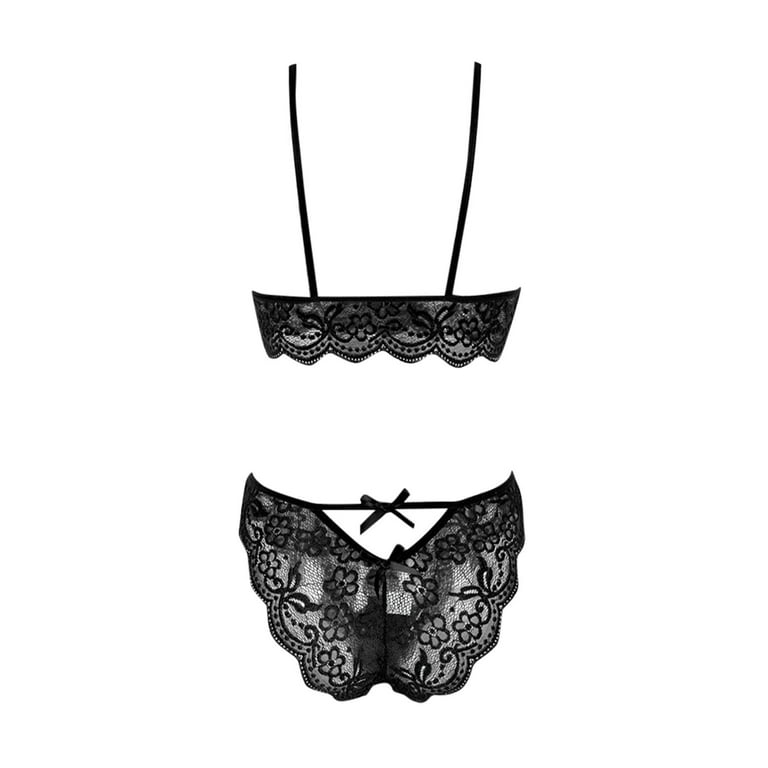 Eashery Lingerie Sets for Women Lace Lace Lingerie Set Underwear Tummy  Control Underwear Seamless Black L