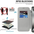 thumbnail image 6 of Feishell Flip Case for iPhone 15 Pro with Camera Lens Protect Film,Magnetic Closure PU Leather Folio Case with RFID Blocking Card Slots Luxury Plating Transparent Phone Cover,Grey, 6 of 7