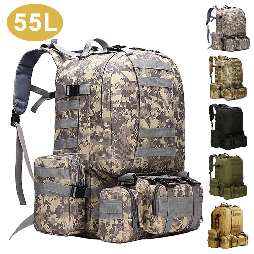 55L Outdoor Military Molle Tactical Backpack Rucksack Camping Bag Travel Hiking