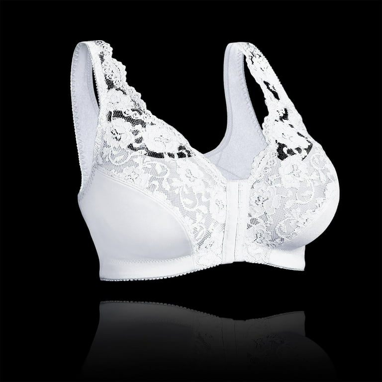 DORKASM Front Closure Bras for Older Women Soft Lace High Support Plus Size  Front Closure Bras White S 