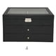 thumbnail image 1 of Caja de almacenamiento de gafas de 3 capas, 18 ranuras, vitrina de gafas de sol de cuero PU de fibra de carbono, Interior gris, 1 of 5