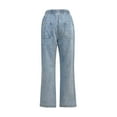 thumbnail image 4 of ShiShine Women's Wide Leg Jeans Drawstring Loose Straight Leg Denim Pants with Pockets, 4 of 5