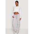 thumbnail image 3 of Women's Long Sleeve Cropped Bubble Hem Sweatshirt, 3 of 5