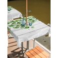thumbnail image 2 of Outdoor Tablecloth with Umbrella Hole for Patio/Picnic/Party/Camping, Summer Botanical Waterproof Table Cloth Square Cover Washable, Watercolor Green Leaves Farm Wooden Grain (54"x 54"), 2 of 8